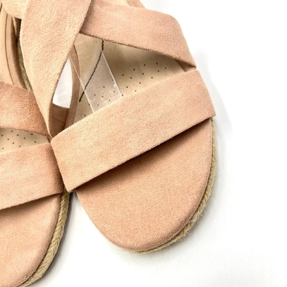 8W 8 WIDE Lifestride Siesta Taupe Blush Microsuede Espadrille Wedge Sandal Shoes